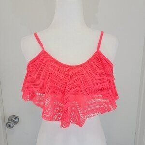 Laser Cut Flounce Strapless Bikini Top